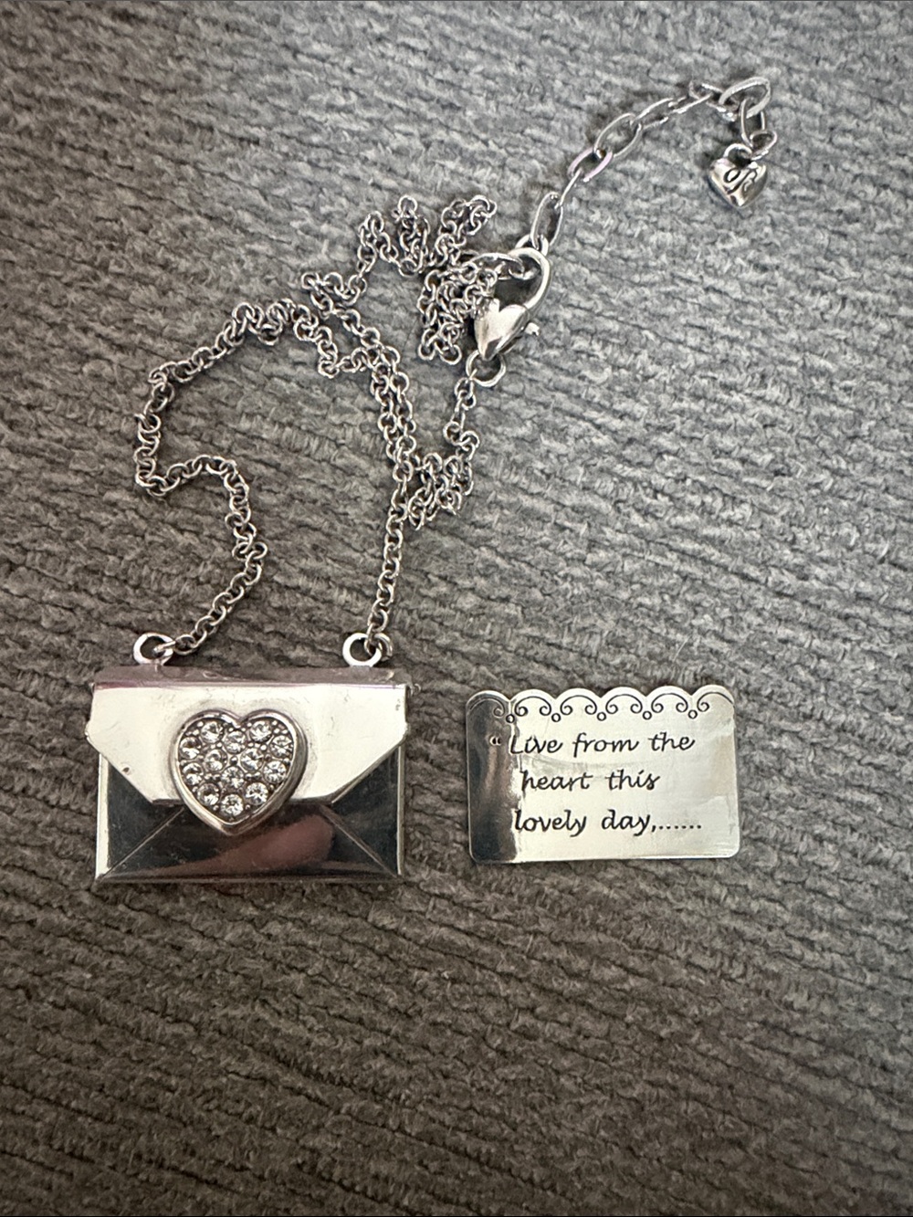 Brighton Silver Heart Envelope Necklace Pendant